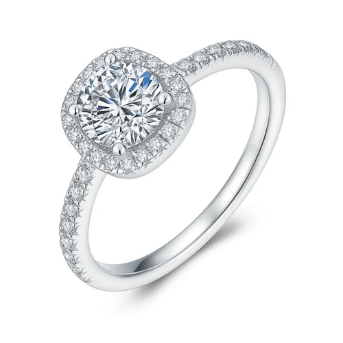 Lab Grown Diamantring 18K Weißgold mit rundem Brillant und Pavéfassung von SØHO Diamonds