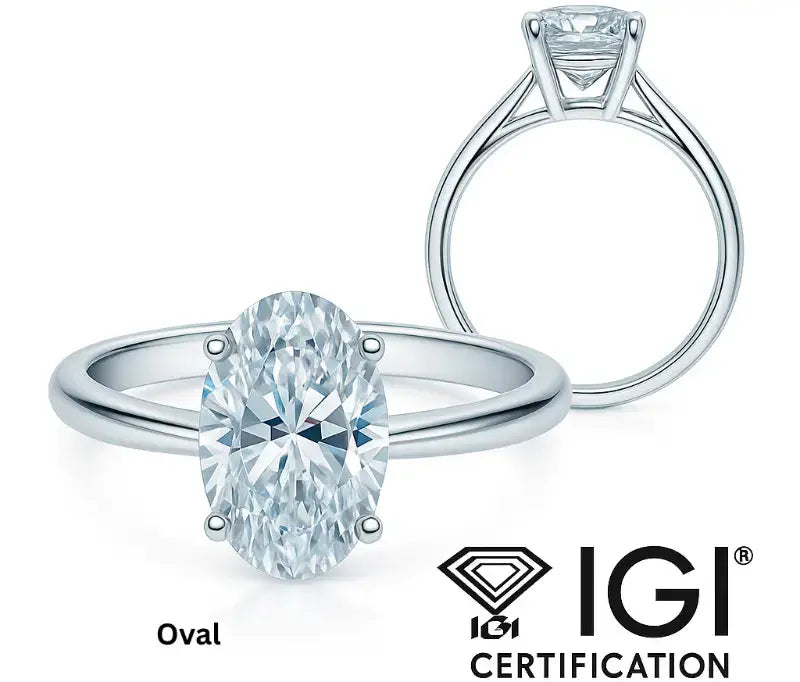 Eleganter Verlobungsring mit Labordiamant in ovaler Schliff-Form und IGI-Zertifizierung