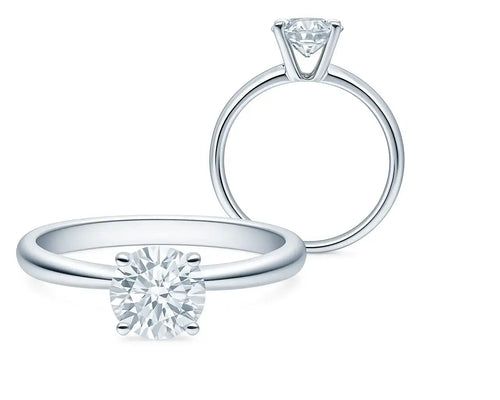 Eleganter Verlobungsring mit Labordiamant aus Weißgold mit rundem Diamantsolitär