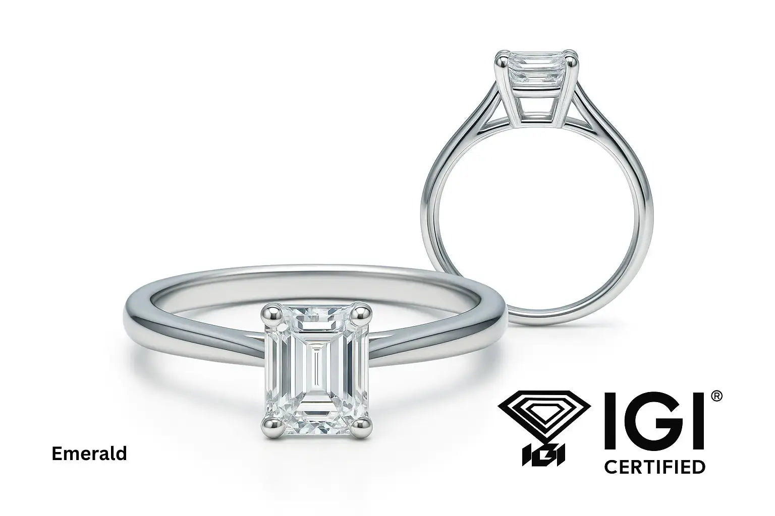 Schlichter Verlobungsring mit Labordiamant im Smaragdschliff aus Silber von Mein Shop